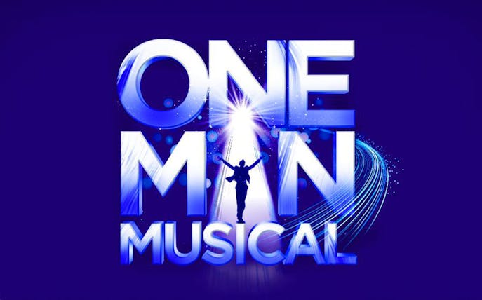 Silhouette of performer in One Man Musical by Flo & Joan logo