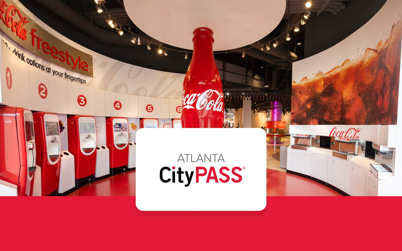 World of Coca-Cola Atlanta exhibit showcasing vintage Coca-Cola memorabilia and interactive displays.