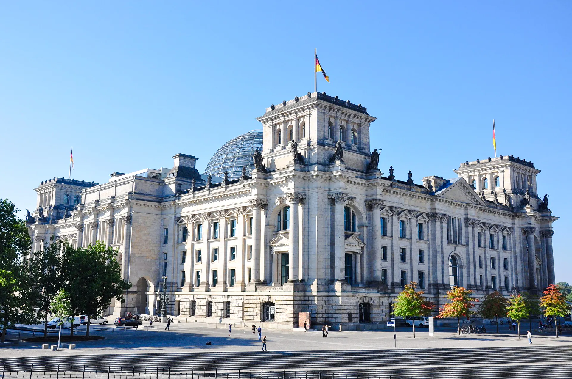 Reichstag building in Berlin, significant WWII site with historical architecture.