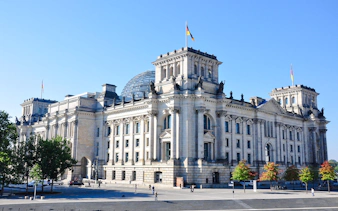 Reichstag building in Berlin, significant WWII site with historical architecture.