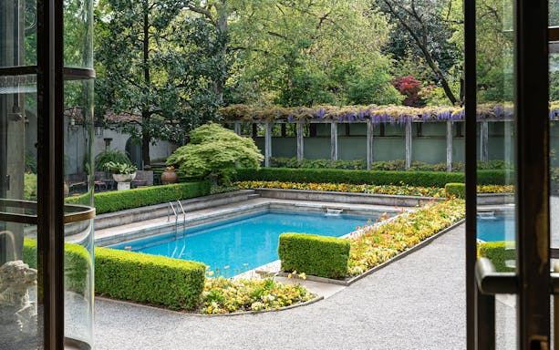 Courtyard garden with pool at a house museum in Milan.