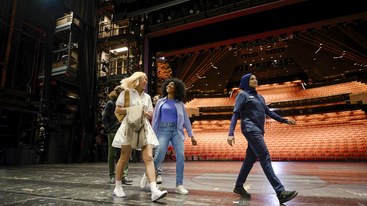 Backstage tour group walking at Sydney Opera House.