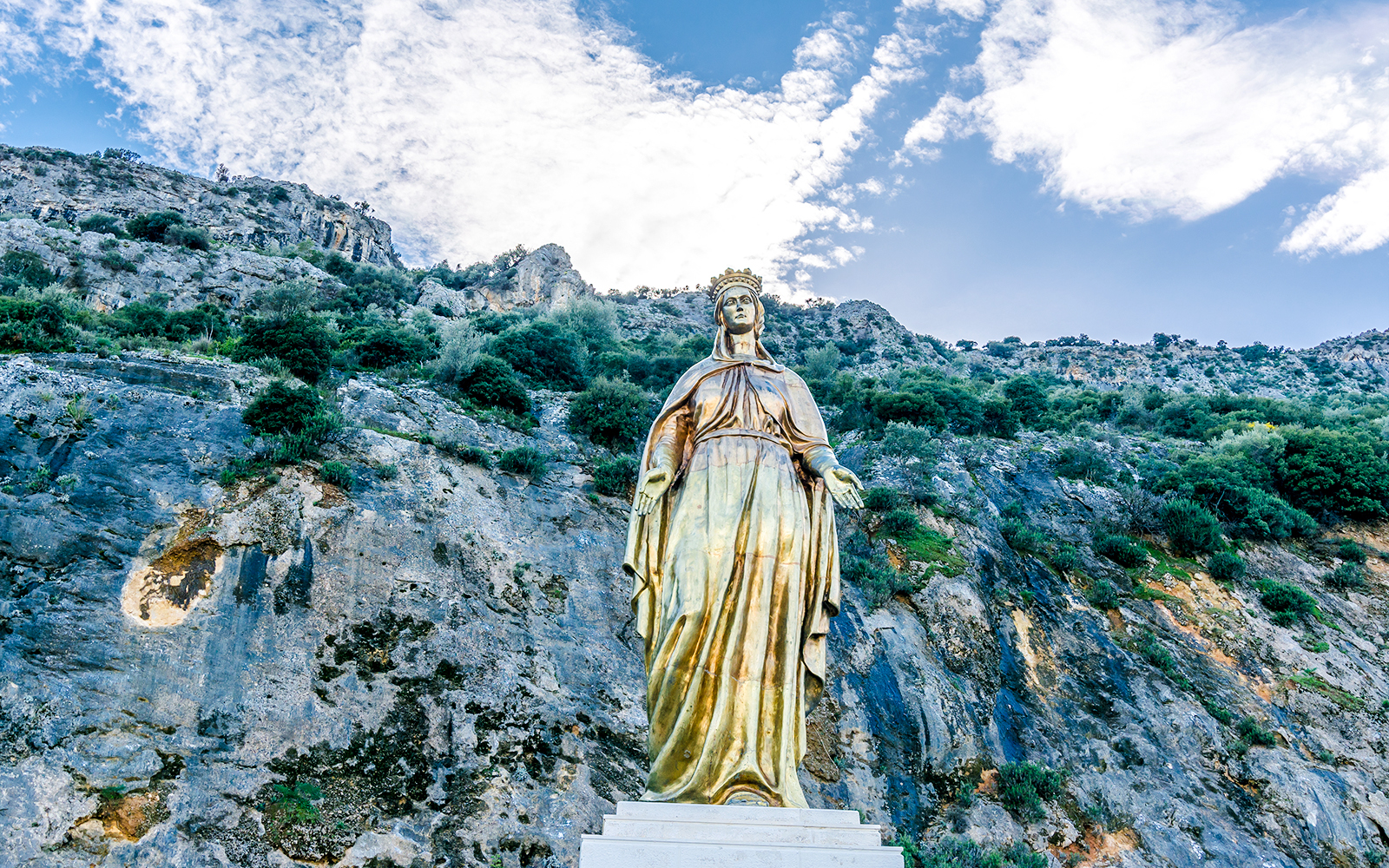 Statue of Virgin Mary on path to House of Virgin Mary, Ephesus, Turkey.