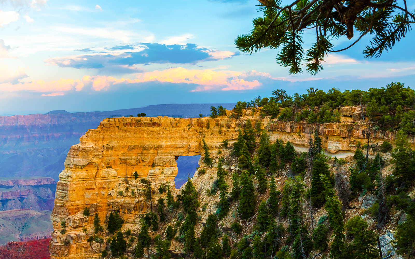 Angels Window rock formation on Cape Royal Trail, North Rim, with expansive canyon views.