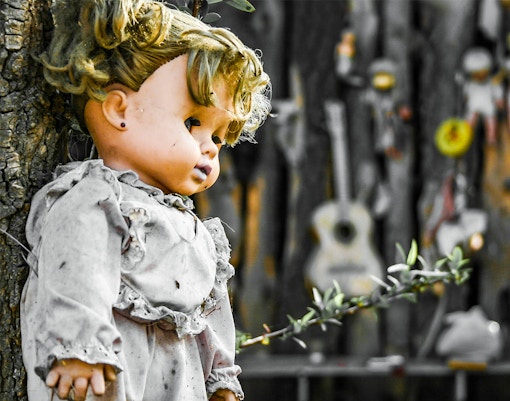 Island of Dolls, Mexico canal with hanging dolls, part of 42 Strangest Places in the World tour.