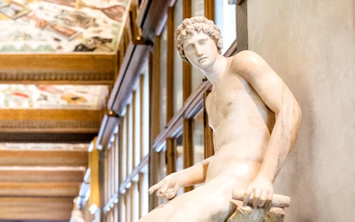 Sculpture in Uffizi Gallery, Florence, Italy.