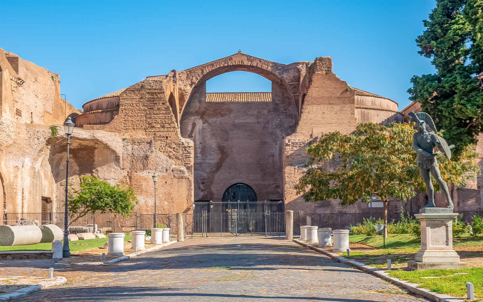 Baths of Diocletian entrance with ancient Roman architecture in Rome.