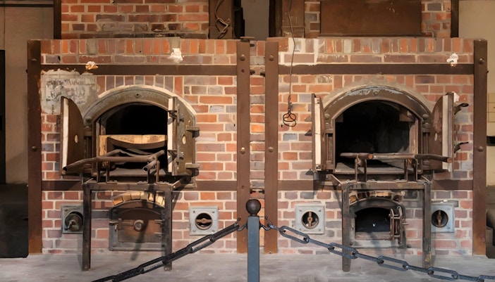 Crematorium oven inside Dachau Concentration Camp