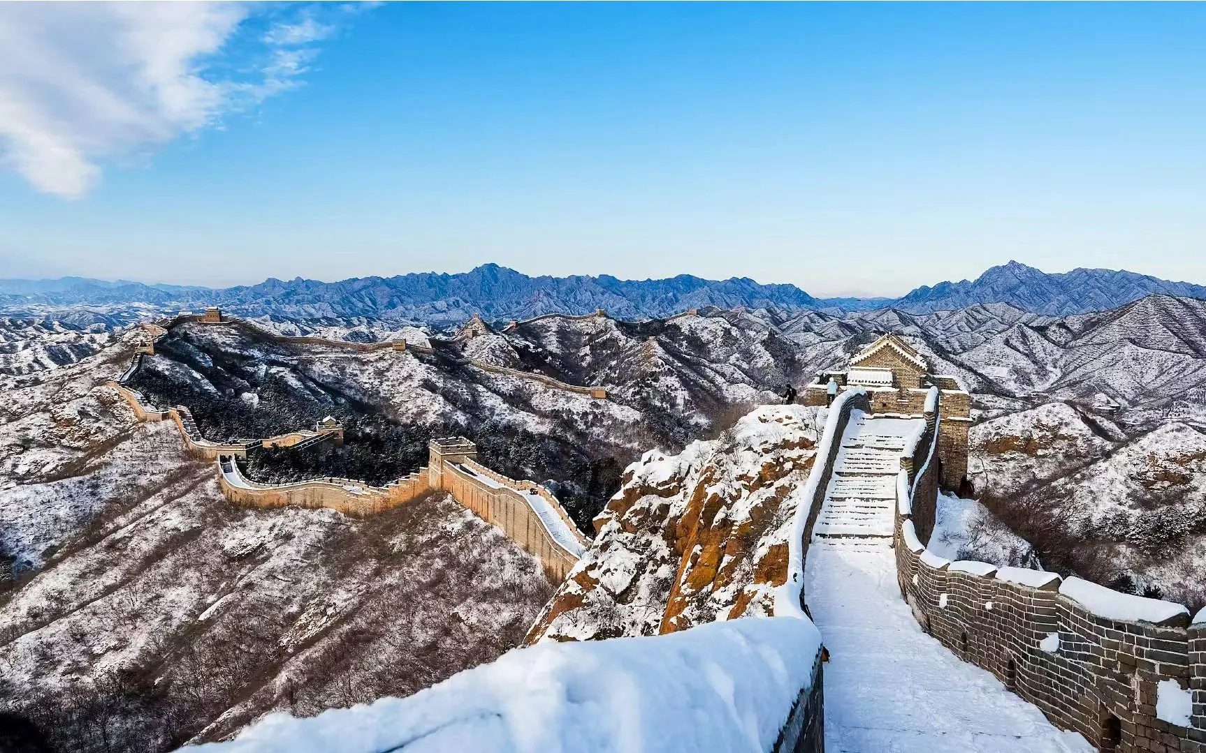Mutianyu Great Wall covered in snow, Huairou District, Beijing.