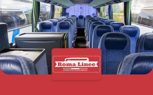 Interior of Roma Linee bus for Rome Fiumicino Airport to Rome Tiburtina route.