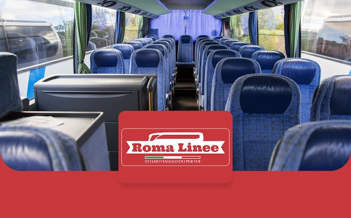 Interior of Roma Linee bus for Rome Fiumicino Airport to Rome Tiburtina route.