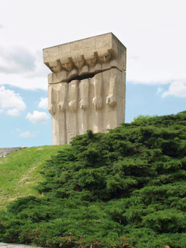 Memorial monument at Plaszow Concentration Camp site, Krakow, Poland.