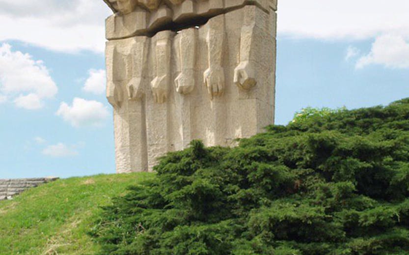 Memorial monument at Plaszow Concentration Camp site, Krakow, Poland.