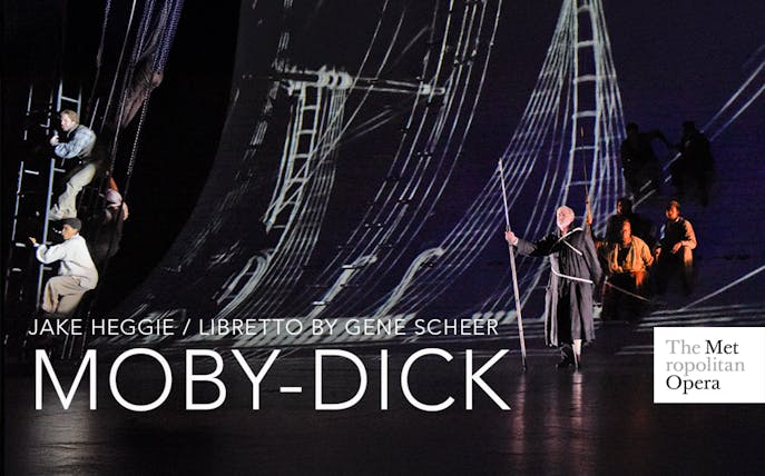 Opera performance of "Moby Dick" at the Metropolitan Opera with sailors on a ship.