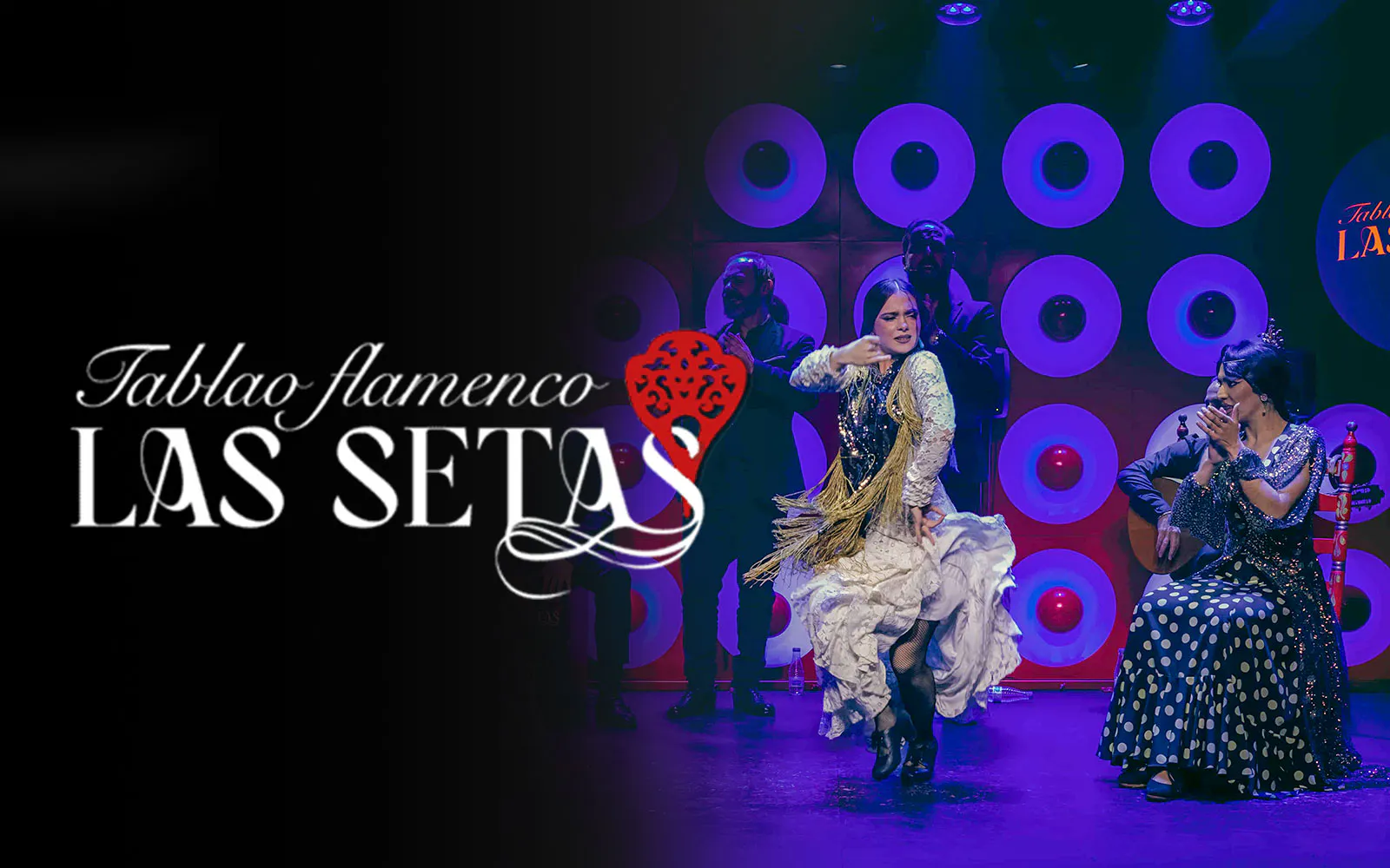 Flamenco dancer performing at Las Setas with musicians in the background.