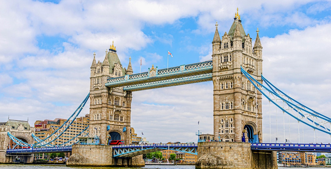Tower Bridge spanning the River Thames in London.