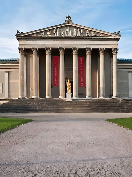 Neoclassical building in Munich, part of the Munich City Card tour offering free transport and discounts.