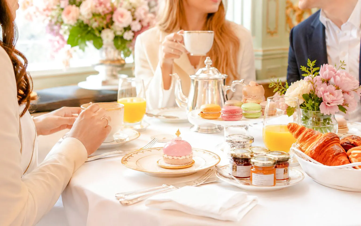 Ladurée tea time with pastries and macarons at Orsay Museum, Paris.
