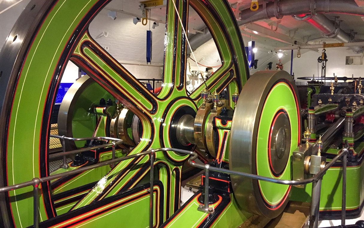 Engine room machinery at Tower Bridge experience, London.