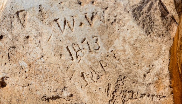 Marble inscriptions at Temple of Poseidon, Cape Sounion.