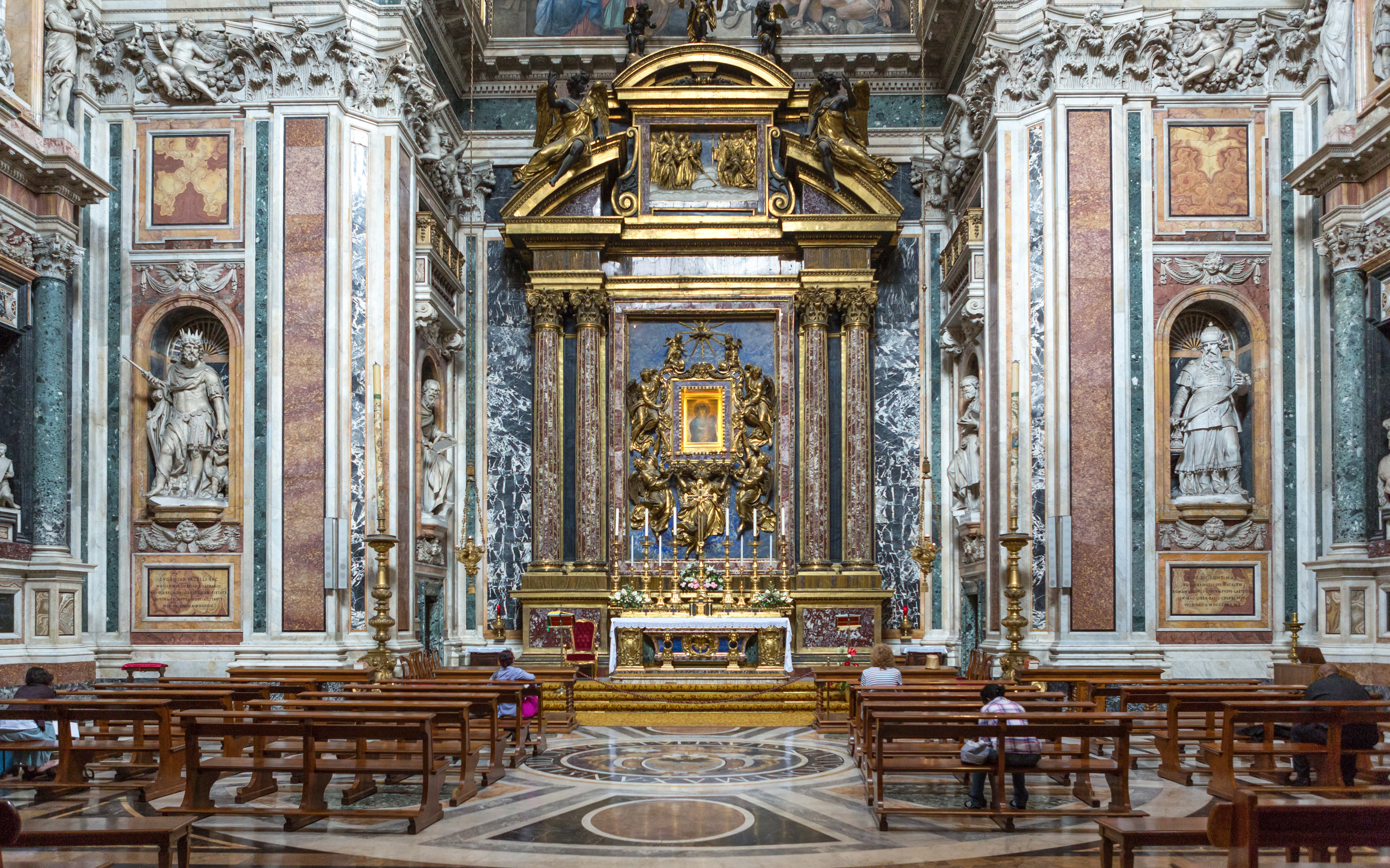 Borghese Chapel altar with ornate gold details inside Santa Maria Maggiore, Rome.