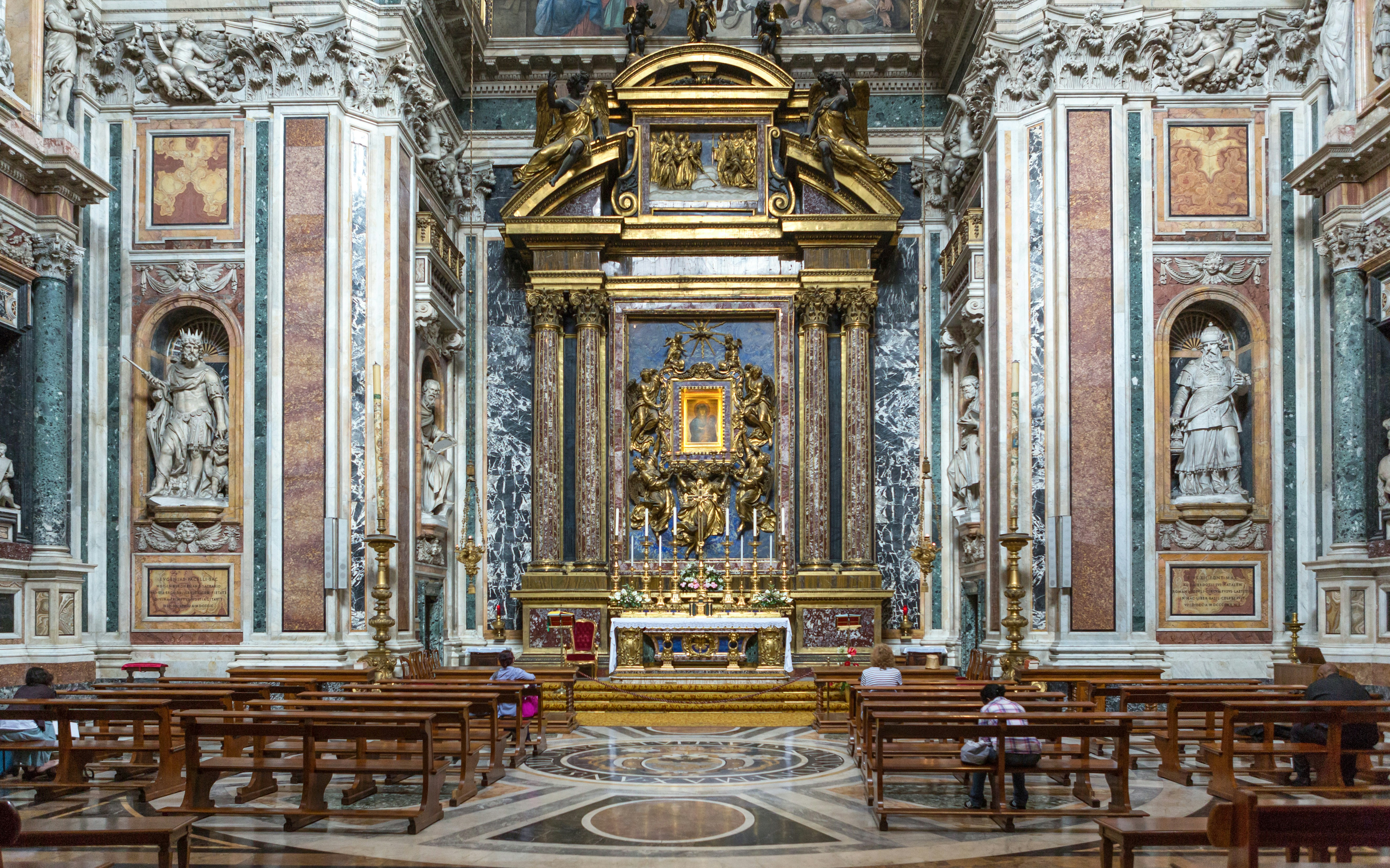 Borghese Chapel altar with ornate gold details inside Santa Maria Maggiore, Rome.