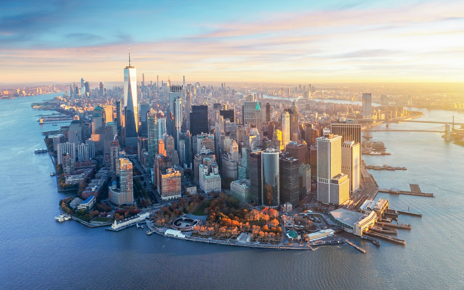Aerial view of Manhattan skyline during a 20-minute helicopter tour, New York City.