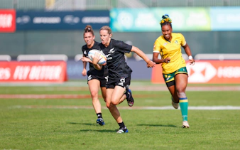 Rugby players in action at Emirates Dubai 7s tournament.