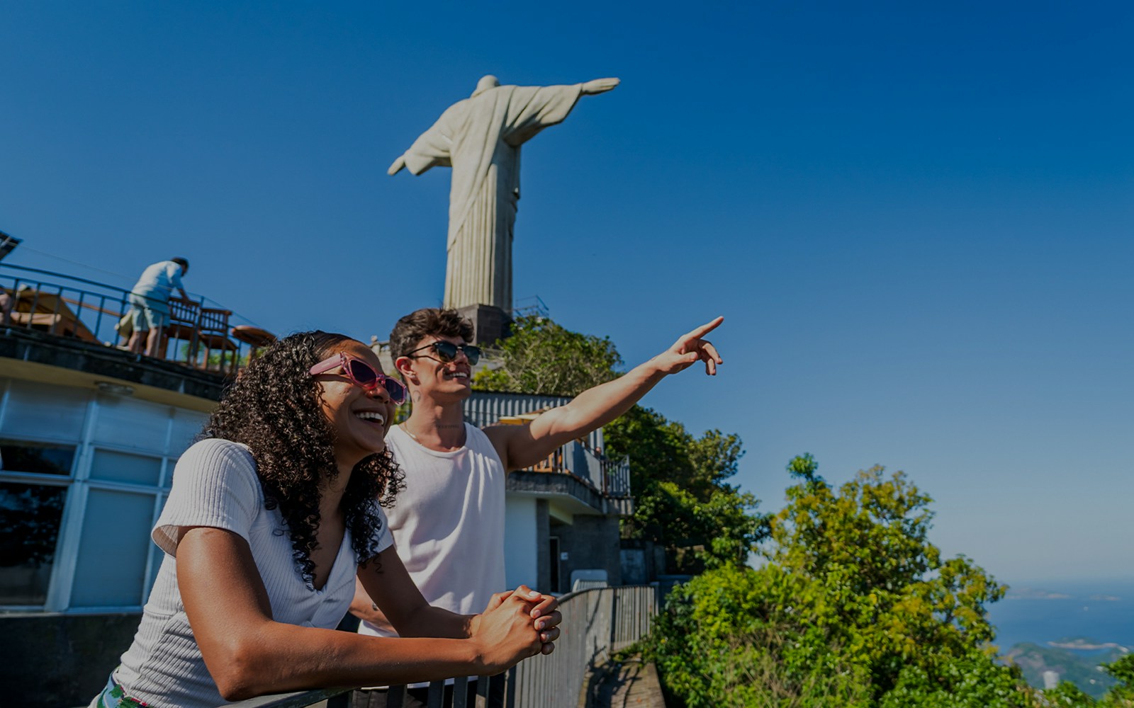 tourist at view point of Christ the Redeemer