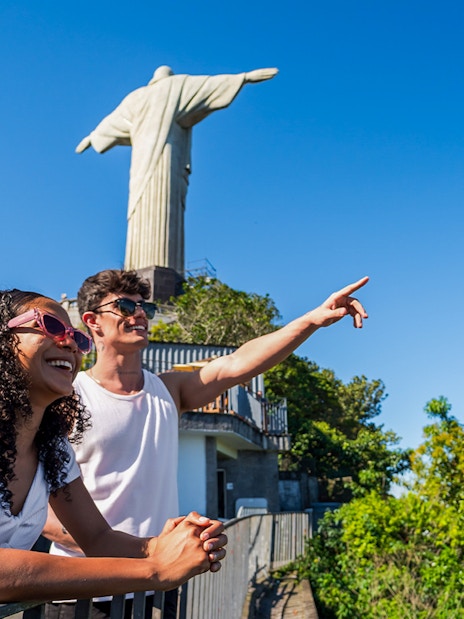 Tourists enjoying the view near Christ the Redeemer, Rio de Janeiro.