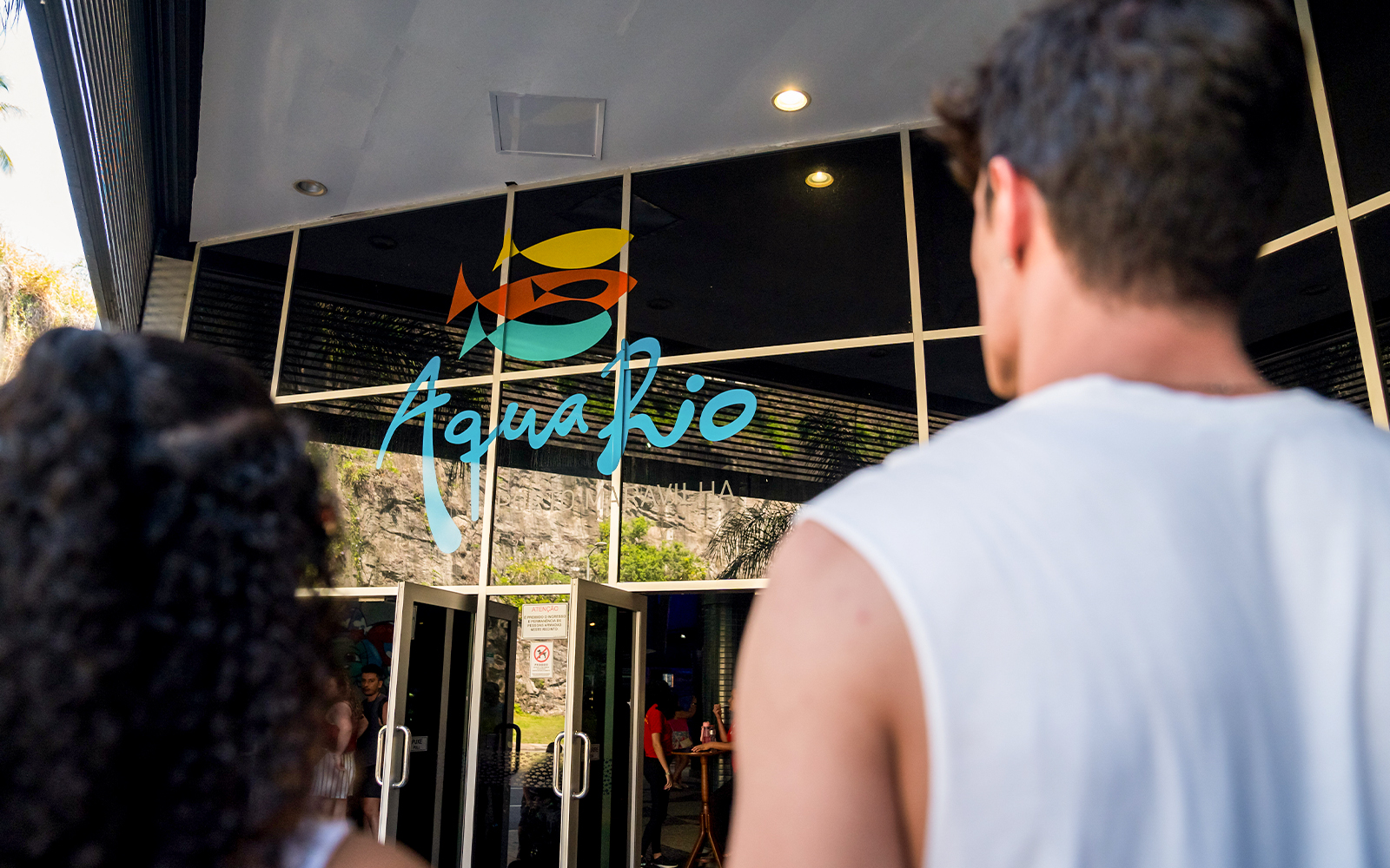 Tourists entering AquaRio museum in Rio de Janeiro.