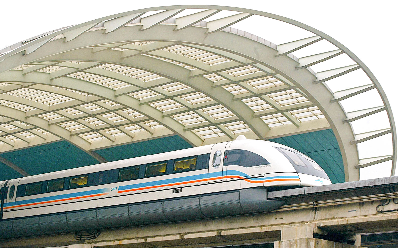 Shanghai Maglev Train at Pudong International Airport station.