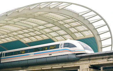 Shanghai Maglev Train at Pudong International Airport station.