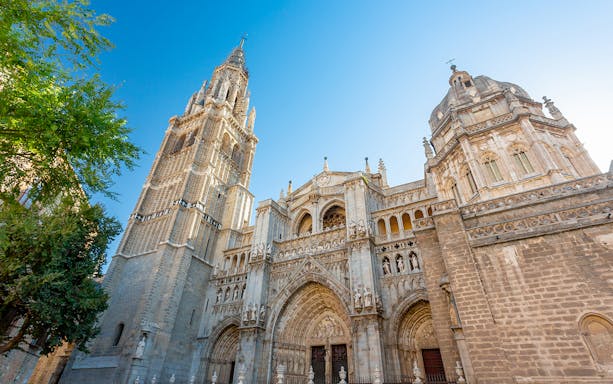 Toledo Cathedral facade on excursion from Madrid to Segovia, Ávila, and Toledo.