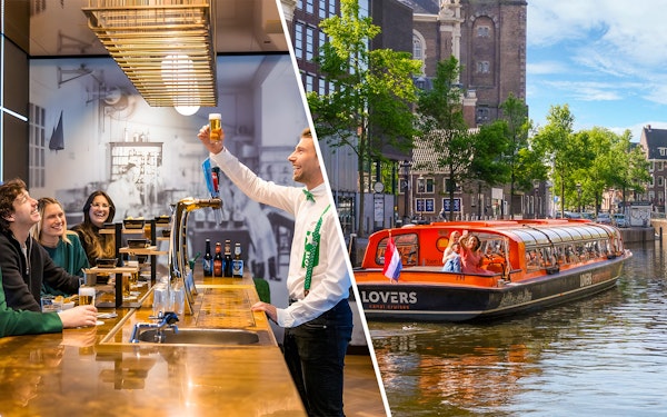 Combo: Heineken Experience Tickets with 2 Drinks & 1-Hour Amsterdam Canal Cruise