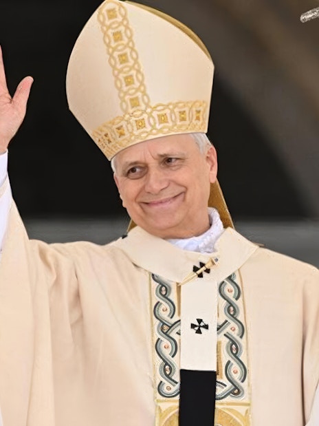 Pope Leo XIV waving during Papal Audience in Vatican City.