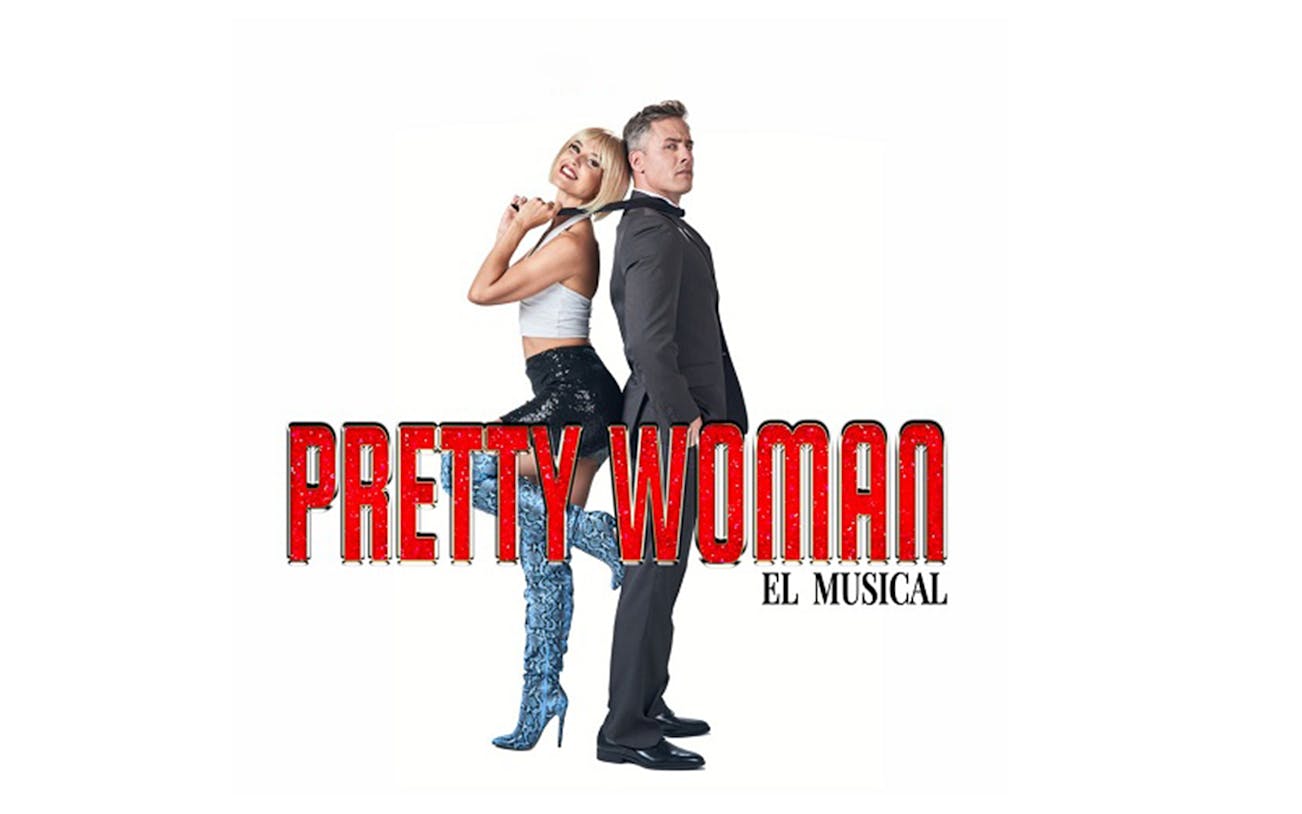 Pretty Woman El Musical poster with two performers back to back
