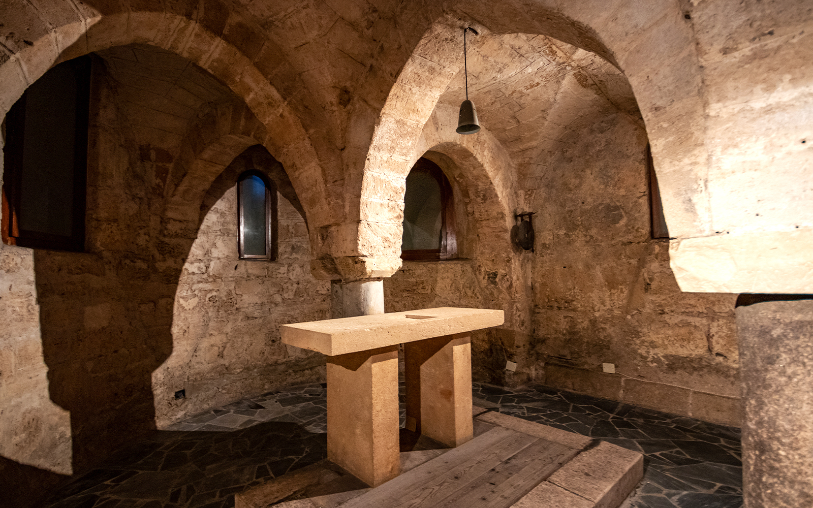 Ħal Saflieni Hypogeum underground chambers with ancient carvings, Malta.