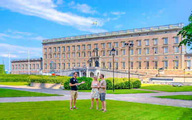 Tour group in front of the Royal Palace of Sweden, Stockholm.