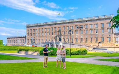 Tour group in front of the Royal Palace of Sweden, Stockholm.