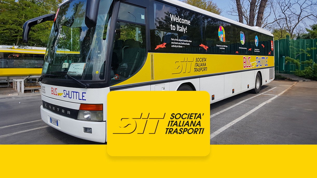SIT Bus at Ciampino Airport ready for transfer to Roma Termini station.