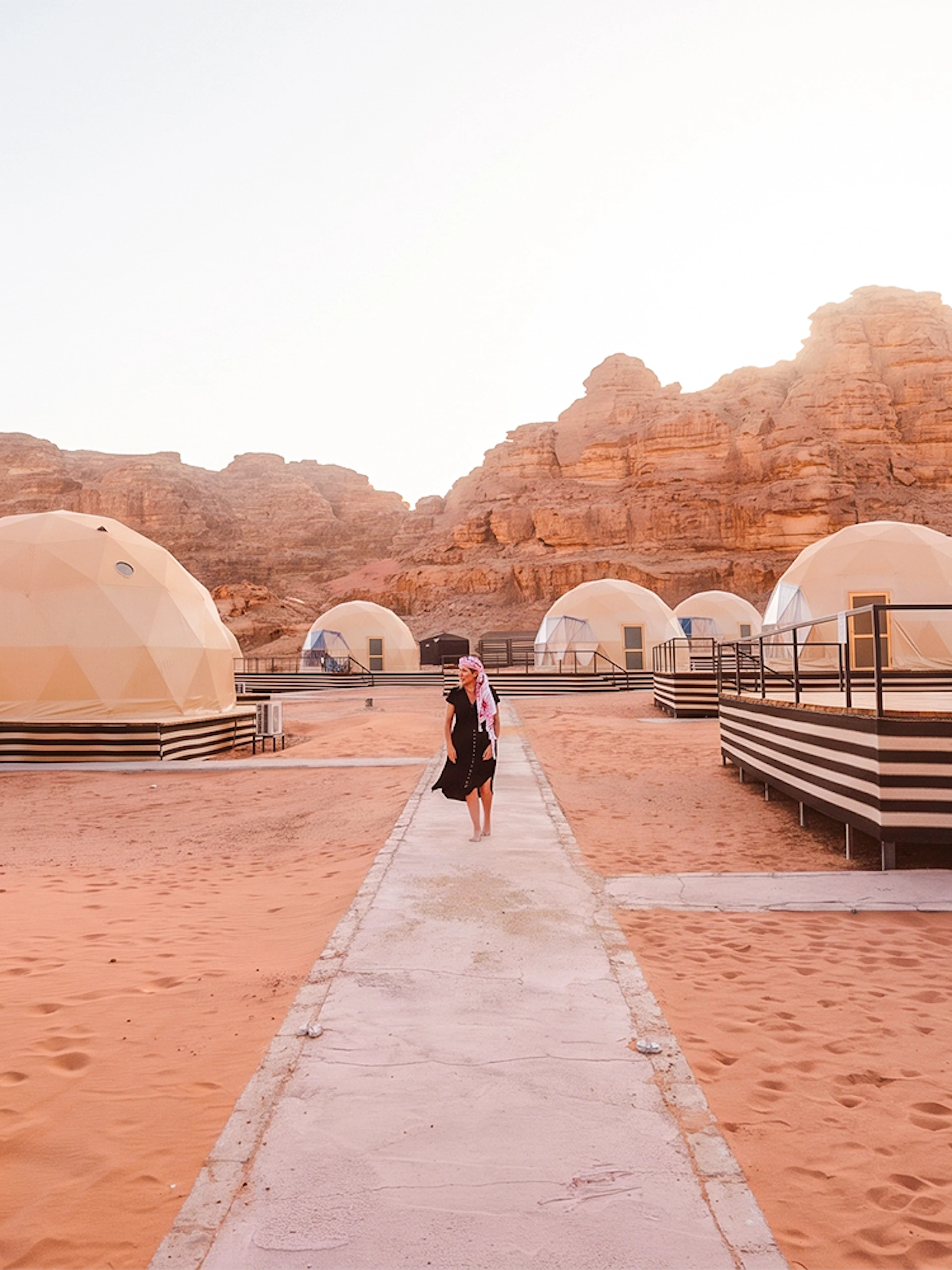 Desert domes in Wadi Rum, part of a 2-day tour from Amman to Petra and Dead Sea.
