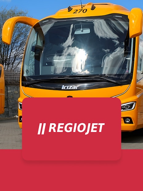 RegioJet bus for one-way tickets from Prague Airport to Prague City Center.