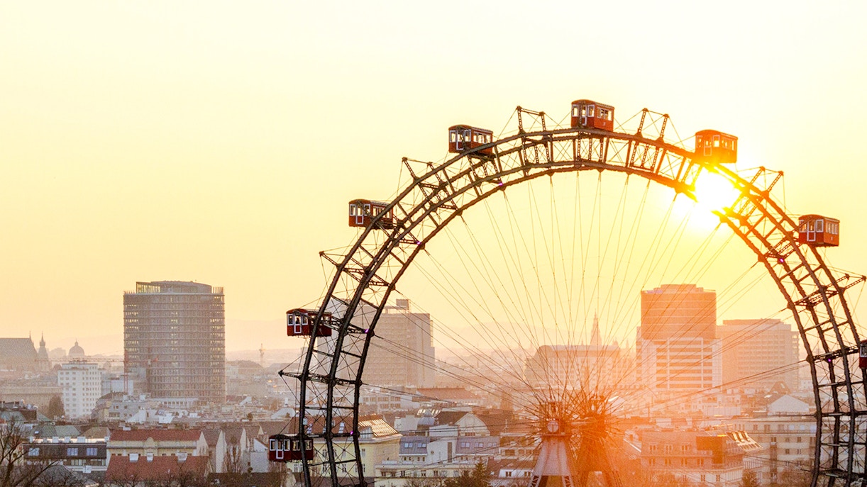 Vienna Ferris Wheel at sunset