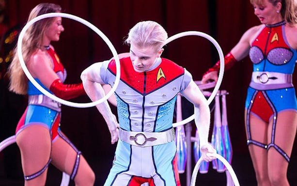 Performers with hoops at Big Apple Circus Holiday Show.