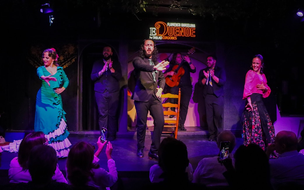 Flamenco dancers performing at El Duende by Tablao Cordobes in Barcelona.