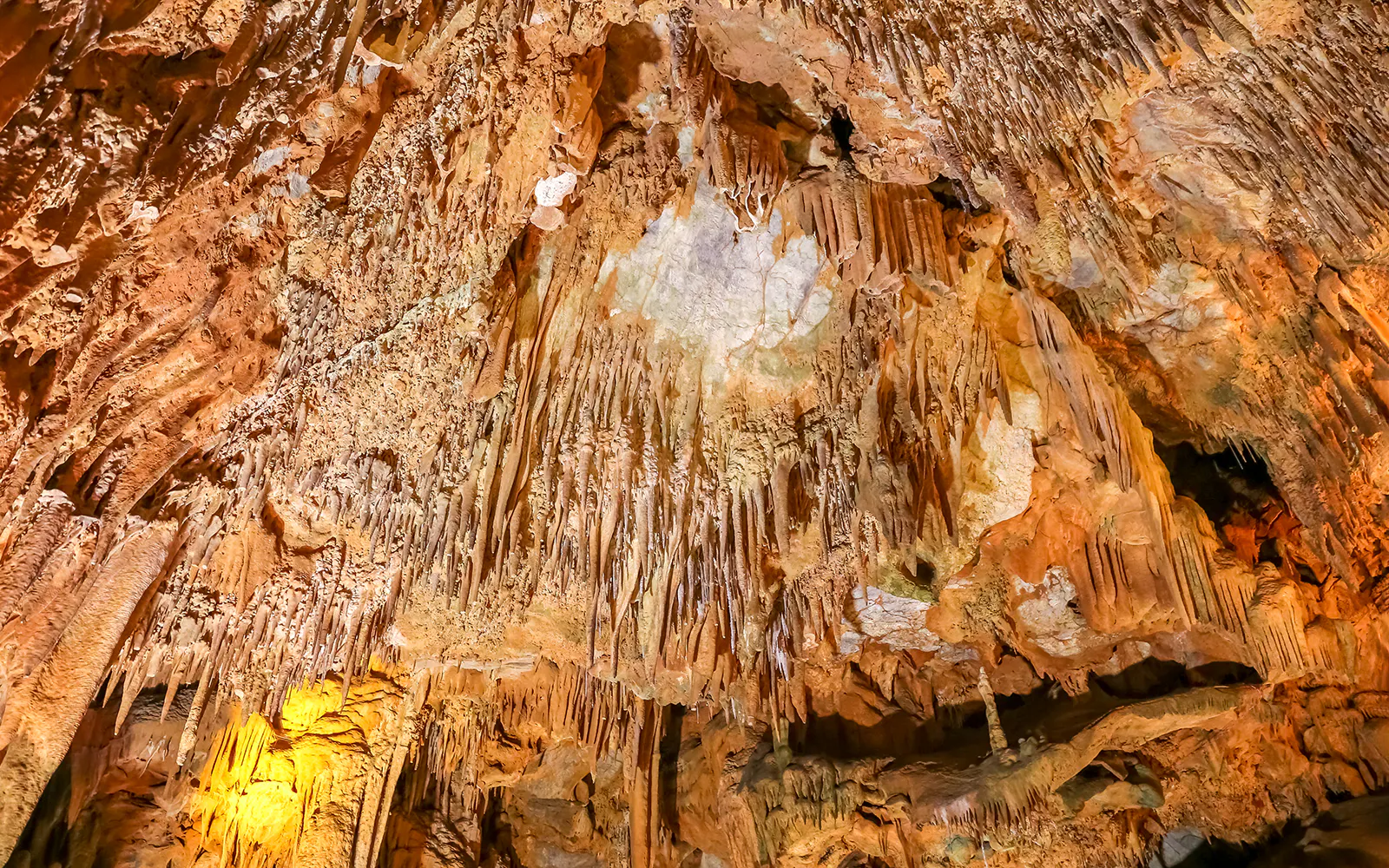 Stalactites in a cave on the Alanya day-trip with jeep and cable car ride.