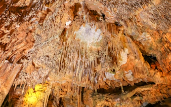 Stalactites in a cave on the Alanya day-trip with jeep and cable car ride.