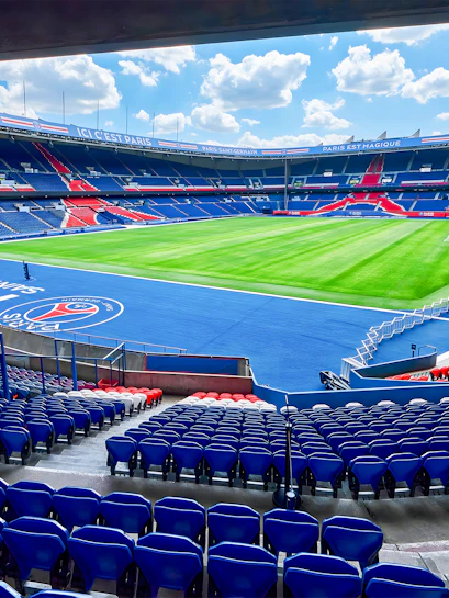PSG Stadium seating and field view, Paris, France.