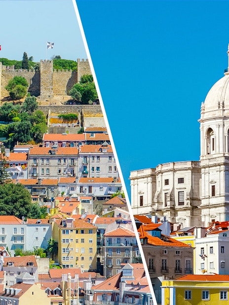 National Pantheon and St. George’s Castle in Lisbon, Portugal.